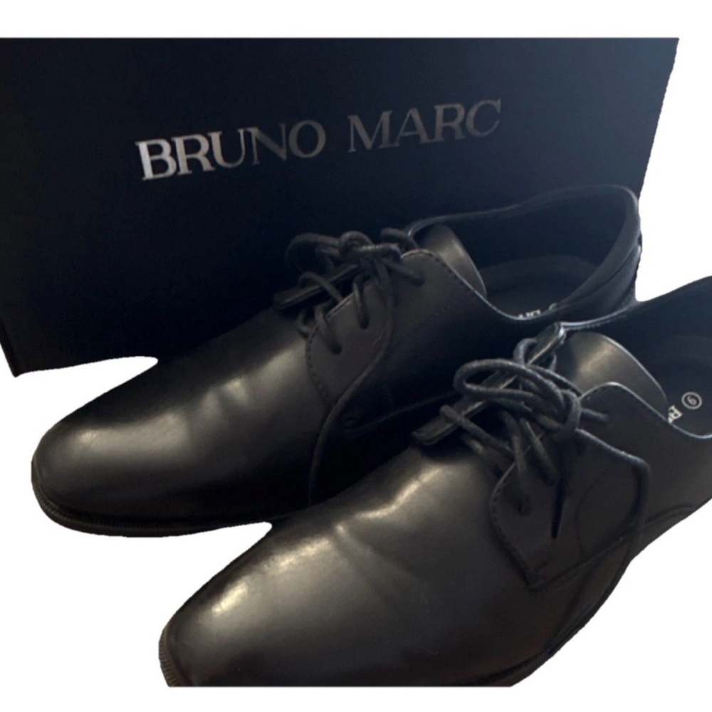 Bruno Marc Men's Black Leather Derby Shoes